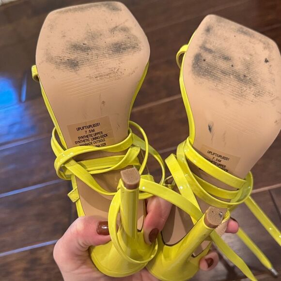 Steve Madden Neon Yellow Strappy Heels - Picture 4 of 4